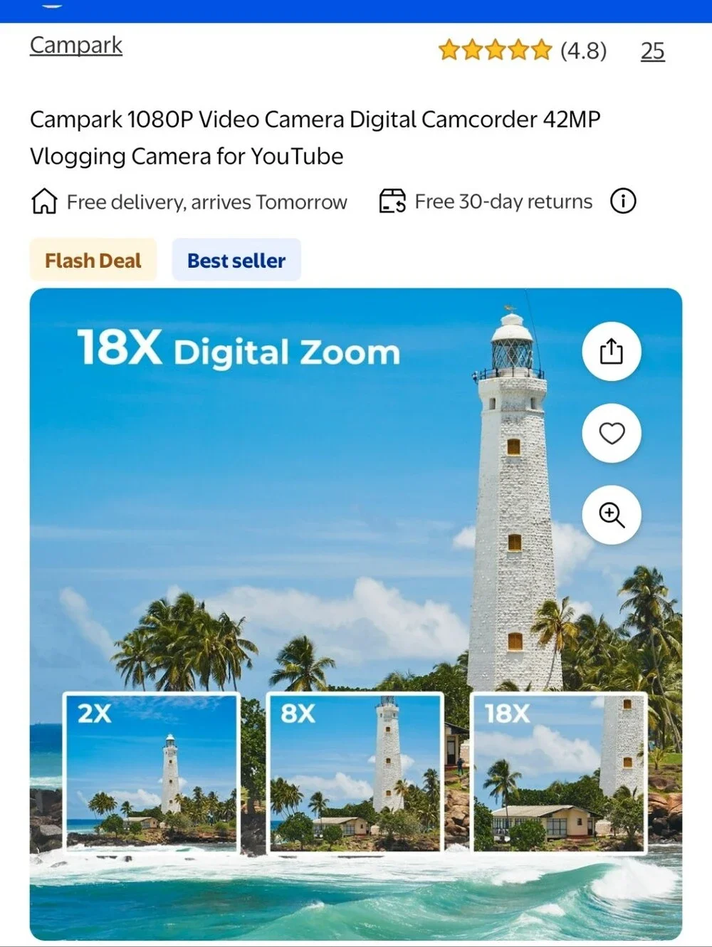 Campark 1080P Video Camera Digital Camcorder 42MP Vlogging Camera for YouTube